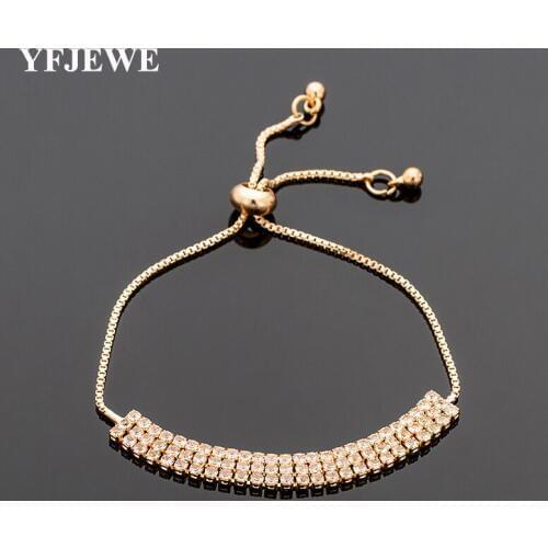 YFJEWENew Elegant Claw Chain Adjustable Bracelets For Women Gold Silver Color Crystal Bracelet Pulseira Feminina B234
