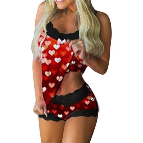 Women Pajama Set Butterfly Print Spaghetti Strap Bowknot Sleeveless Sleepwear Sexy Short Nighties Home Wear Nightwear Clothing