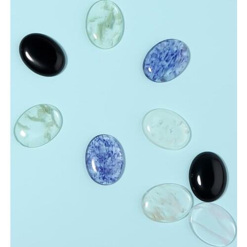 10pcs Spotty Transparent 15x20mm Oval Flatback Setting Glass Cabochon Loose Beads Spacer For DIY Jewelry Making Pendant Bracelet