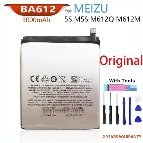 100% Genuine BA612 Battery For Meizu 5S M5S M612Q M612M 3000mAh Mobile Phone New High Quality Batteries Bateria With Tools