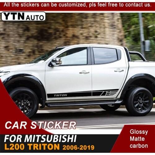 2 Pcs Side Door Car Sticker Racing Stripe Styling Graphic Vinyl Modified Car Decal Customs For Mitsubishi L200 Triton 2006-2019