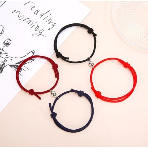 2pcs Couple Magnet Attract Each Other Creative Lucky Red Rope Bracelet Men and Women Handmade Woven String Jewelry Lover Gift