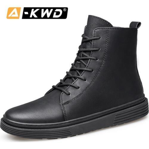 2019 Genuine Leather Men Boots Winter Bottes Hiver Homme Men Shoes Winter Warm Working Shoes HIgh Top Work Shoes Men Work Boots