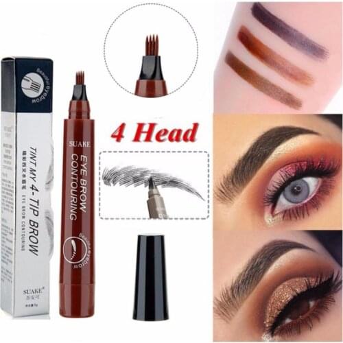 4 Tips Microblading Eyebrow Pen Makeup Ink Sketch Brows Pencil Waterproof Long-lasting Easy Drawing Coloring Eyes Makeup TSLM2