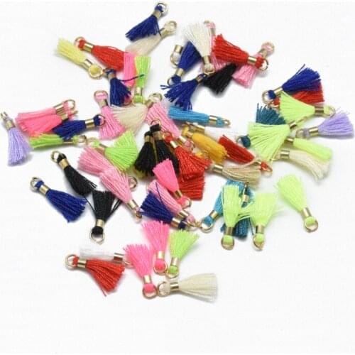 500pcs Cotton Tassel Pendant Decorations Mixed color with Unwelded Iron Jump Rings Golden DIY Jewelry Making Handicraft Supplies