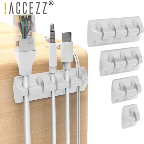 !ACCEZZ 5pc New Storage Silicone USB Cable Organizer Wire Winder Headphone Earphone Holder Cord Desktop Management Clips Holder