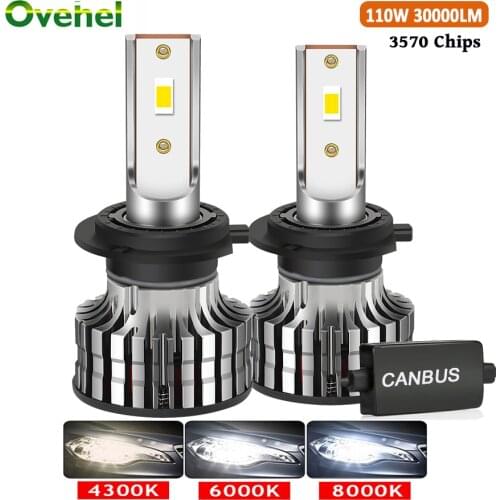 OVEHEL Car Headlight 30000LM 110W Canbus H1 H3 H4 H7 LED H8 H9 H11 9005 HB3 9006 HB4 Led Bulb 6000K 12V Auto LightsTurbo Lamp