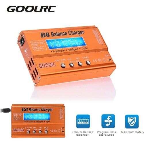 GoolRC B6 Balance Charger Discharger with AC/DC Adapter for LiPo Li-ion LiFe NiCd NiMH Pb Battery