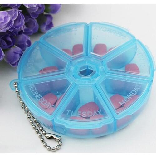 50% Hot Sale 7 Day Weekly Round Drug Tablet Pill Box Medicine Splitters Case Storage Organizer Container Case Travel kit