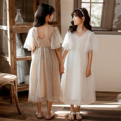 Elegant Flower Girls Dress Wedding Party Princess Dress Kids Clothes Lace Long Sleeves Dress Childrens Vestidos For 3-16T CL255
