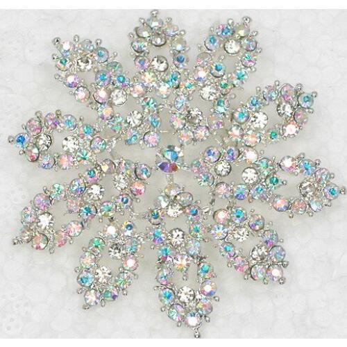 Clear AB Rhinestone Flower Pin brooches C2077 F