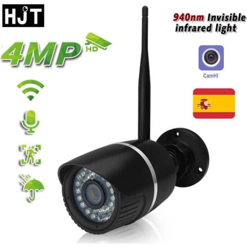 HJT 4MP WIFI IP Camera 940nm Invisible IR Night Vision TF Card Humanoid Detection Waterproof CamHi Outdoor Video Surveillance