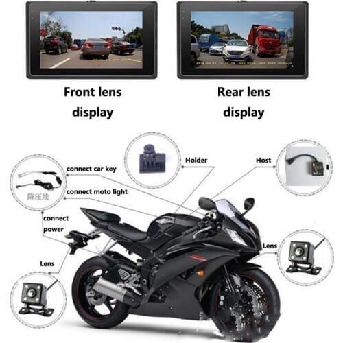 Motorcycle Camera DVR Locomotive Recorder Front and Rear Double Lens Dash Cam with Dual-track Recording Hidden Driving Recorder