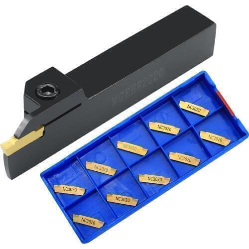 10pcs MGMN150 G NC3020 PC9030 Carbide Insert Grooving Turning Tool With 1pc MGEHR1616 2020 2525 -1.5 Groove CNC Tool Holder Set