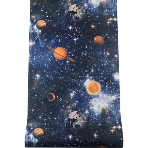 China Wholesale 3d Space Starry Wallpaper Night Sky Ceiling Wall Paper Galaxy Kids Room Papel de Pared Mural Papier Peint W144