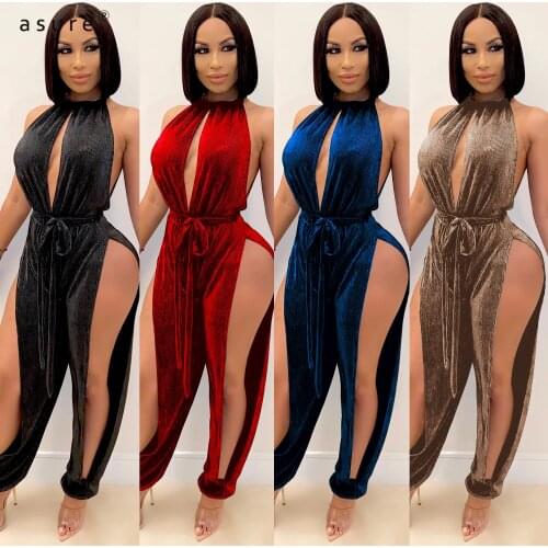 Jumpsuit Women Pants Body Black Overalls Sexy Femme Baddie Clothes One Piece Club Outfits Tracksuit Elegant Catsuit X3737