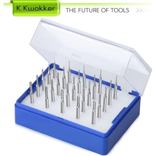 25Pcs End Mills CNC Router Bits 1/8 Inch Shank Metric Milling Bits Carbide Tungsten CNC Bits Cutter For Wood PCB Tool