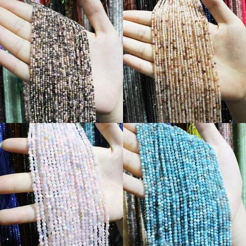 Small faceted beads Natural stone loose beads 2mm 3mm DIY jewelry for bracelet top selling