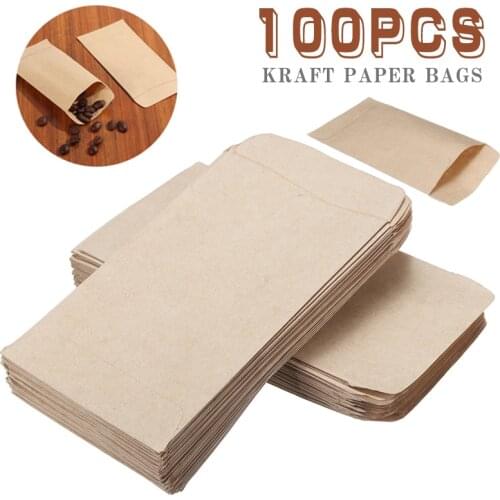 100pcs/set 6x10cm Kraft Paper Bags For Storage Keys Coins Jewelry Stamps Tea Food Seed Mini Packages Envelopes