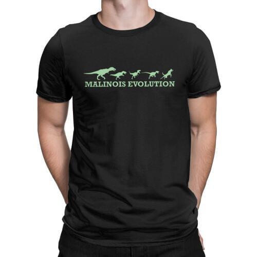 Malinois Evolution T Shirt Men 100% Cotton Vintage T-Shirts Crewneck Belgian Dog Tee Shirt Short Sleeve Tops Gift Idea