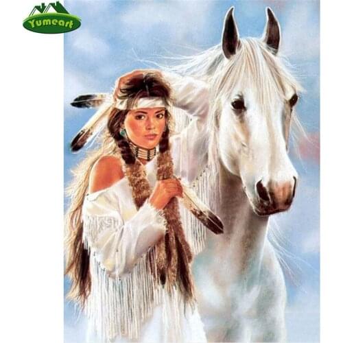 Yumeart 5D DIY Diamond Painting Portrait Full Square Countryside Farm House Diamonds Embroidery Kits Horse Decorations for Home