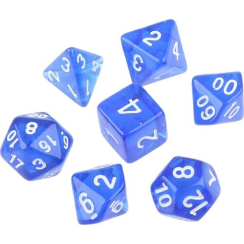 7-Dice Sided D4 D6 D8 D10 D12 D20 Magic-the-Gathering D&D RPG Poly Game Set Blue
