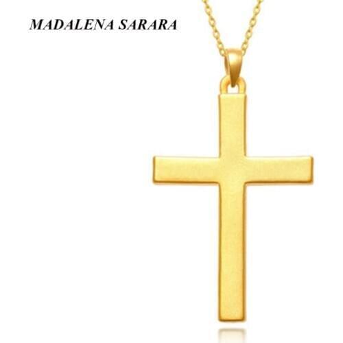 MADALENA SARARA Pure Gold FlowerPendant 18k Pure Gold Chain Necklace Small Clavicle Water Wave Necklace