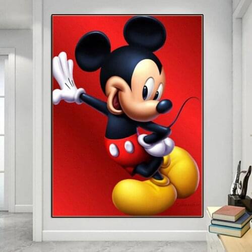 Disney Festival Red Background Mickey Mouse Poster and Print Mural American Style anime Canvas Painting Wall Art Picture Decor
