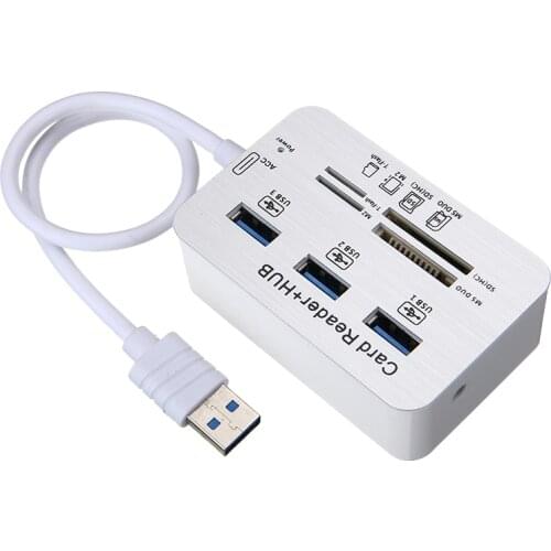 Pohiks 1pc High Speed 3-Port USB 3.0 Hub Adapter MS SD M2 TF Memory Card Reader Adapters For Mac PC Laptop