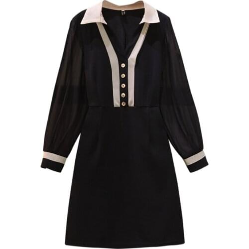 Plus Size office ladies Elegant Shirt Dress Autumn Turn-down Collar Long Sleeve leopard Patchwork midi Dresses women vestidos