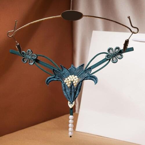 Embroidery Lace Sexy Panties Erotic Lingerie Womens Thongs Porno Pearls G string Female Briefs Hot Sexy Lingerie Exotic Apparel