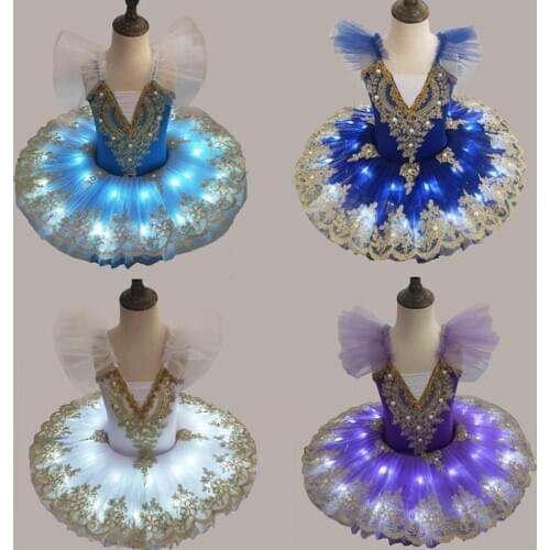 Led Ballet Tutu Light Swan Lake Ballerina Pancake Tutu Girl Women Adult Child Ballet Dress Kids Ballet Dance Costumes Tutu Led