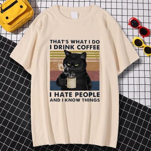 Leisure Loose Mens Tees Shirt Casual Brand Tee Shirts Thats What Tido I Drink Coffee Print Clothes Large Size Tees Shirts Man