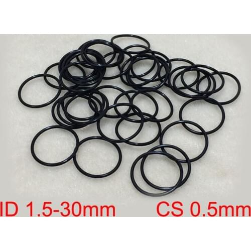 100 PCS Black NBR rubber O ring O-ring Oring Seal Rubber Gaskets CS 0.5mm x ID 1.5 1.8 2 2.5 3 4 5 6 7 8 9 10 11 12 13.5 15 60mm