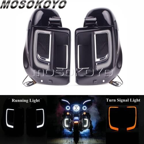 For Harley Touring Electra Glide 14-UP Lower Leg Warmer Vented Fairing Glove Box W/ LED Fairing Lower Grills Turn Signal Light