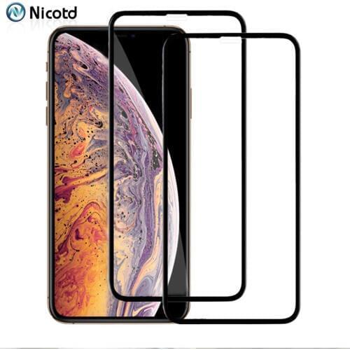 2 Piece Tempered Glass For iPhone X XS MAX XR Full Cover Screen Protector on iPhone 8 7 6 6s Screen Guard For iPhone 11 Pro Max
