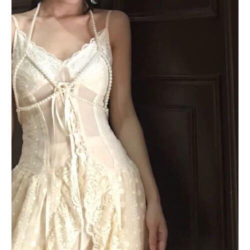 Adjustable Faux Pearl Bikini Bralette Harness Necklace Crossover Body Chain Bra Lady Statement Jewelry for Women Ladies
