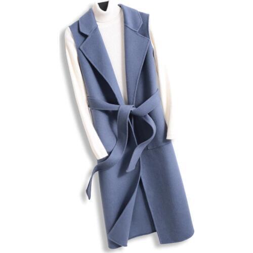 Wool Vest Women Superior quality Handmade Double sided Wool Coat Belt Adjustable Office lady Waistcoat Jacket Outerwear Female