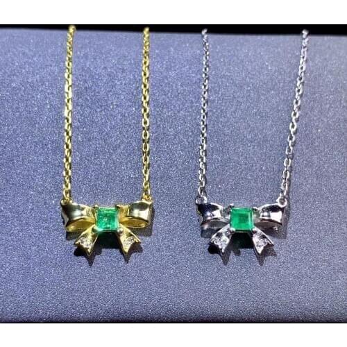 Butterfly style natural green emerald necklace for women with silver good cut hot selling gift party anniversary present