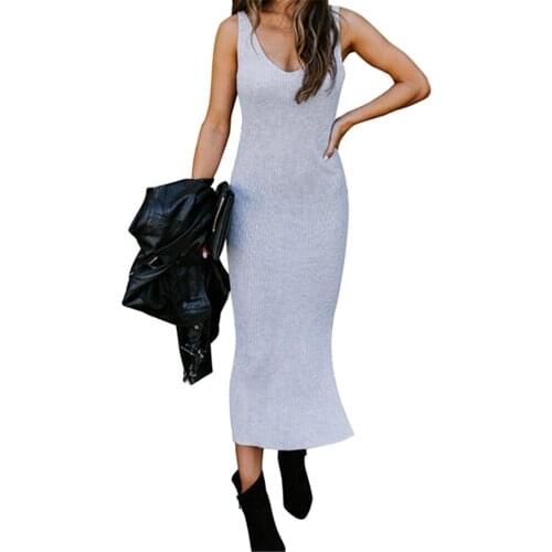 Womens Dress New Womens Tight Knit Cardigan Fork Dress Bottomed Skirt