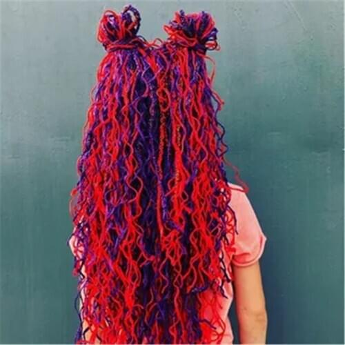 ZiZi Braids Hair 28" 48 Strands Box Braids Crochet Hair Grey Purple Pink Blonde Green Curly Braiding Hair Extensions