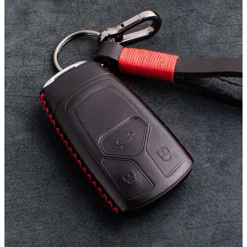 1 Pcs Genuine Leather Key Cover Key Case for Audi New A4 A5 A6 Q7 2017-2018 Auto Accessories Car Styling