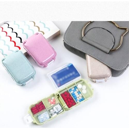 1pcs Portable Pill Box Wheat Sealed Pill Container Organizer Health Care Drug Travel Divider Pill Storage Bag Travel Pill Case