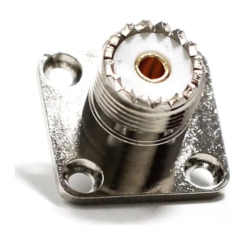 1pc UHF Female Jack RF Coax Convertor Connector solder cup Cable 4-hole panel mount Nickelplated NEW wholesale