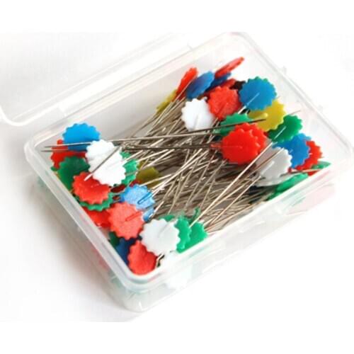 100Pcs/set Butterfly Flower Head Pins Patchwork Pins Needles Sewing Pin With Plastic Box Handwork Craft Tool Sewing Accessories