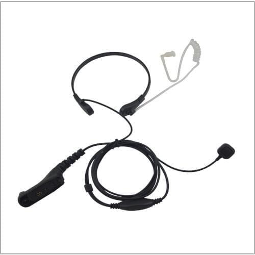 2-Wire Light-duty Throat Mic Surveillance kit w/ translucent Tube & Finger PTT for APX7000,XPR6500,XIR P8200,MTP6550,DP4800