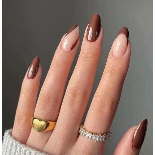 24Pcs Stiletto Shape Fake Nails Sky Blue Beach Cloud/Flame Nails Ladies Press On Designed False Nails Tips Overhead with glue