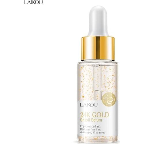24K Gold Face Serum Snail Facial Liquid Essence Beauty Skin Care Anti Aging Wrinkles Skin Firming Face Care LAIKOU Brand