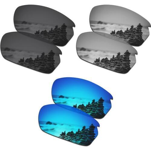 SmartVLT 3 Pairs Polarized Sunglasses Replacement Lenses for Oakley Carbon Shift Stealth Black and Silver Titanium and Ice Blue