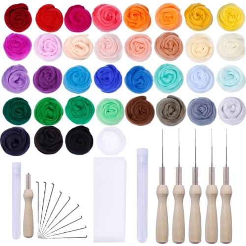 36 colors 3g, 5g Needle Felting Kit Wool Felting Tools Handmade Felt Needle Set Pack Felting Fabric Materials Accessories